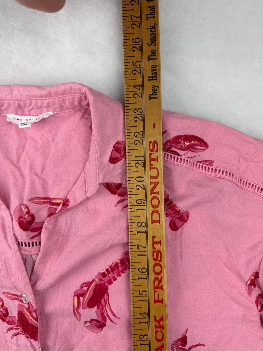 Pink Lobster Linen Viscous Print Button-Down Shirt SzXL - Picture 8 of 12
